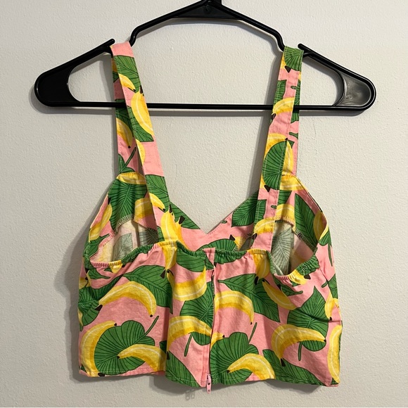 Retrolicious Bananas Pink Crop Tank Top Size Small - Picture 2 of 5